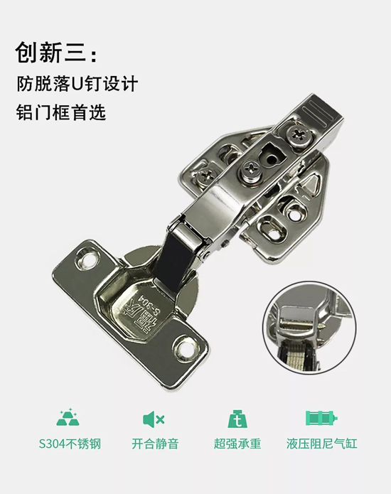 介绍：生态板十大品牌福庆双三维可调不锈钢阻尼铰链
