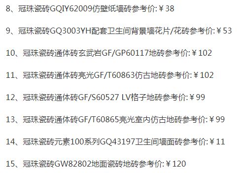 品牌产品|冠珠瓷砖质量怎么样，价格一览表是怎样的